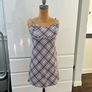 Cute Summer Lavender Checked Dress ~ 64% Polyester 34% Viscose 2% Spandex
